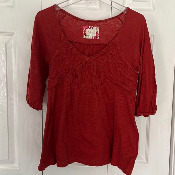 Anthropologie Deletta 100% cotton ruched top size medium - Picture 1 of 5